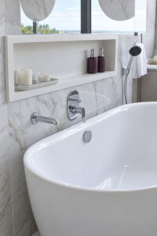 Detalle del baño — Fotografía de arquitectura por Masstudio, Punta del Este (Océano Manantiales)