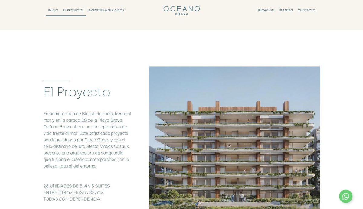 Sitio web de Océano Brava diseñado por Masstudio